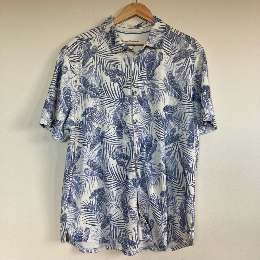 +NEW+ Tommy Bahama Camp Shirt Pavia Palms Coconut Cream (XL)